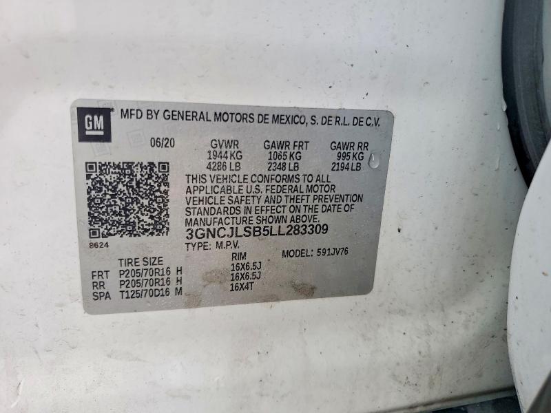Aukcja sprzedaży 2020 Chevrolet Trax, vin: 3GNCJLSB5LL283309, numer aukcji: 68845486