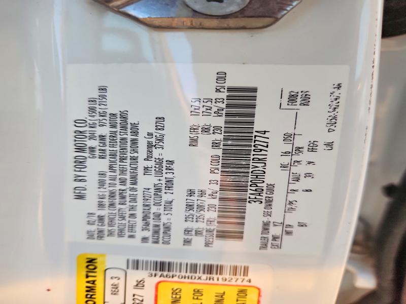 Продажа на аукционе авто 2018 Ford Fusion, vin: 3FA6P0HDXJR192774, номер лота: 70684456