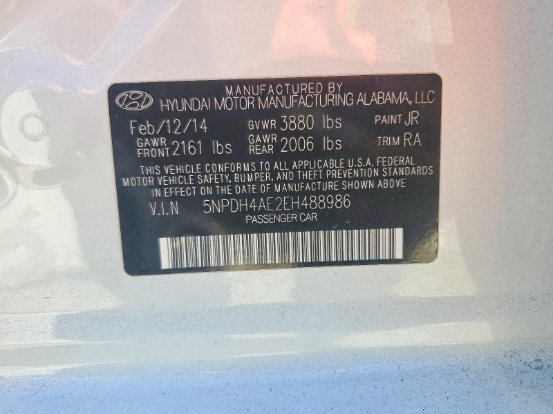 Продажа на аукционе авто 2014 Hyundai Elantra, vin: 5NPDH4AE2EH488986, номер лота: 69639706
