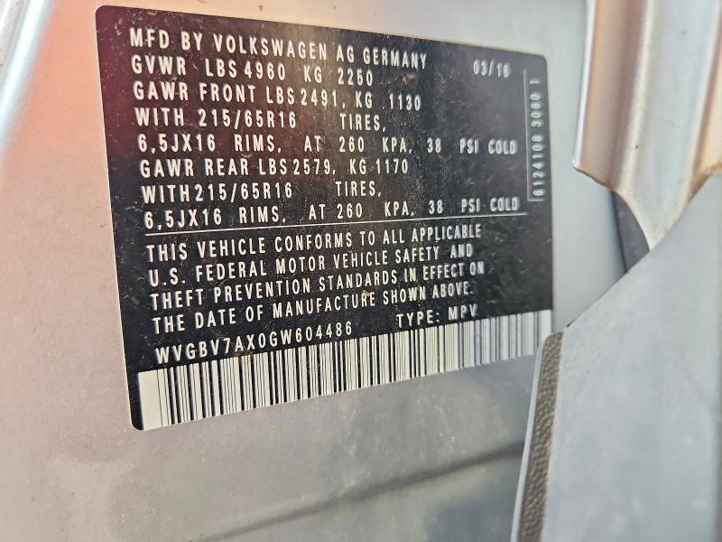 2016 Volkswagen Tiguan მანქანა იყიდება აუქციონზე, vin: WVGBV7AX0GW604486, აუქციონის ნომერი: 67802746