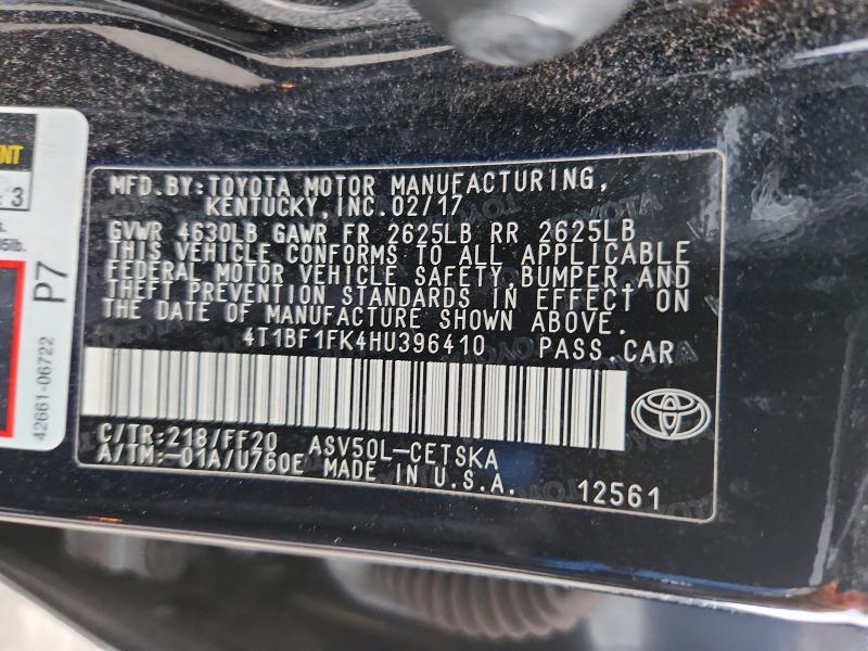 Продаж на аукціоні авто 2017 Toyota Camry, vin: 4T1BF1FK4HU396410, номер лоту: 67658056