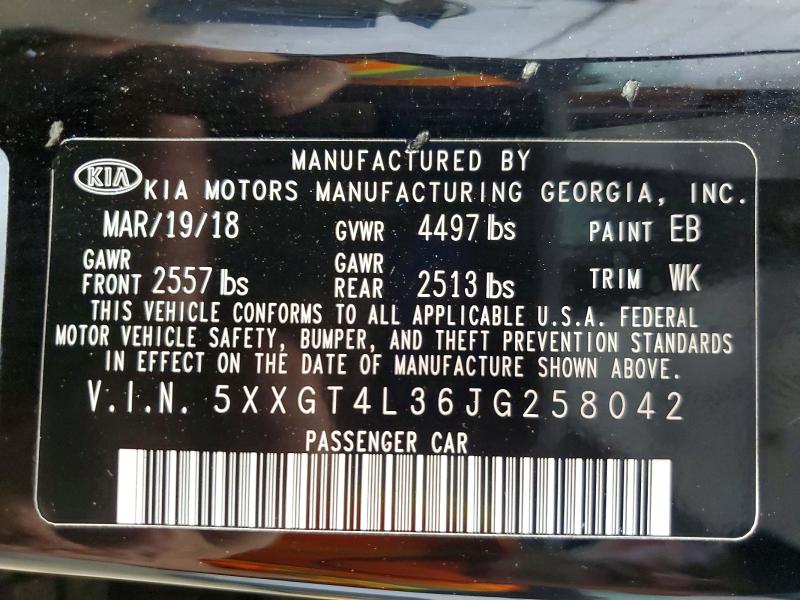 Продаж на аукціоні авто 2018 Kia Optima, vin: 5XXGT4L36JG258042, номер лоту: 69434816