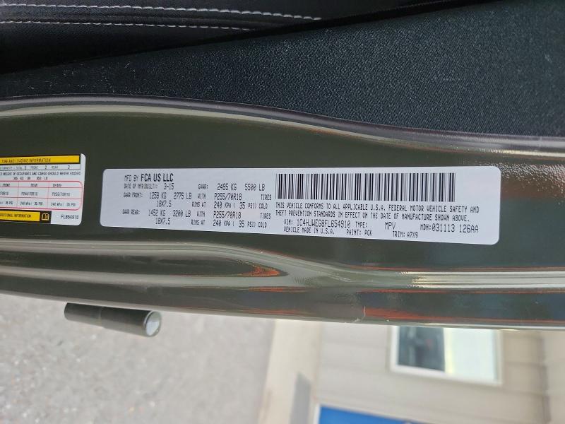 Auction sale of the 2015 Jeep Wrangler Unlimited, vin: 1C4HJWEG8FL654910, lot number: 70343016