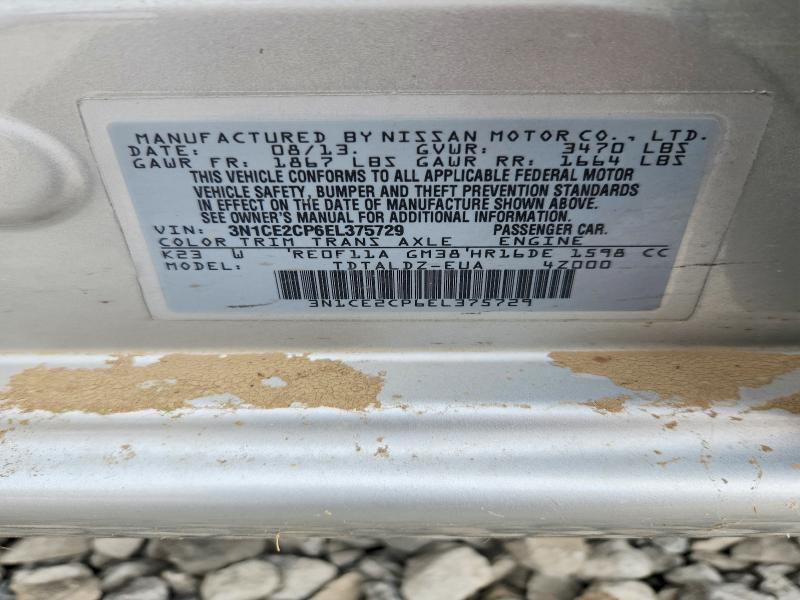 70126486 :رقم المزاد ، 3N1CE2CP6EL375729 vin ، 2014 Nissan Versa Note مزاد بيع