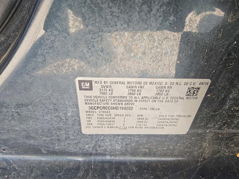 2017 Chevrolet Silverado მანქანა იყიდება აუქციონზე, vin: 3GCPCREC8HG194202, აუქციონის ნომერი: 68293686