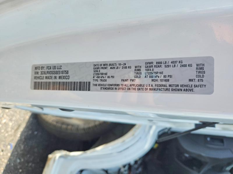 67817496 :رقم المزاد ، 3C6LRVDG5SE518758 vin ، 2025 Ram Promaster 2500 مزاد بيع