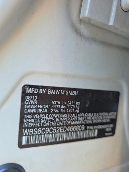 2014 Bmw M6 მანქანა იყიდება აუქციონზე, vin: WBS6C9C52ED466809, აუქციონის ნომერი: 68656126