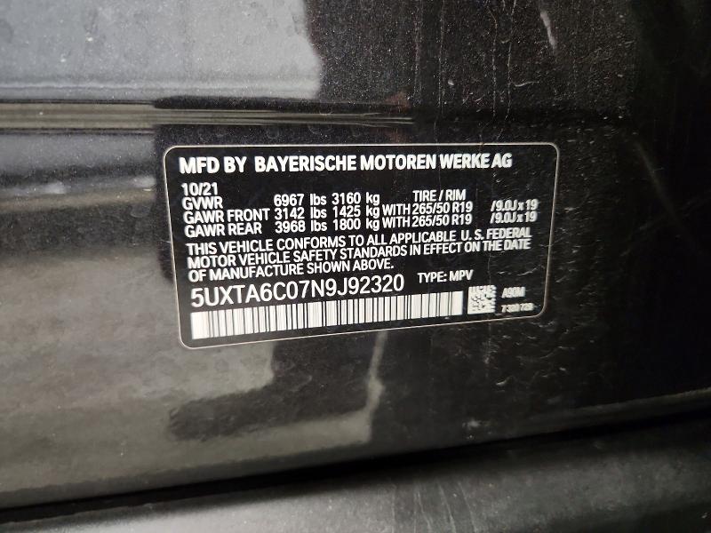 Aukcja sprzedaży 2022 Bmw X5, vin: 5UXTA6C07N9J92320, numer aukcji: 68132646