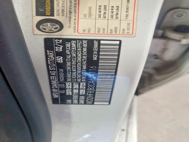 67606156 :رقم المزاد ، WDDHF8JB2CA614116 vin ، 2012 Mercedes-benz E مزاد بيع