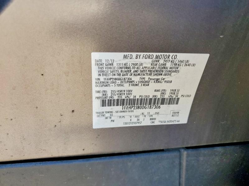 2013 Ford Taurus მანქანა იყიდება აუქციონზე, vin: 1FAHP2J80DG187306, აუქციონის ნომერი: 69098406
