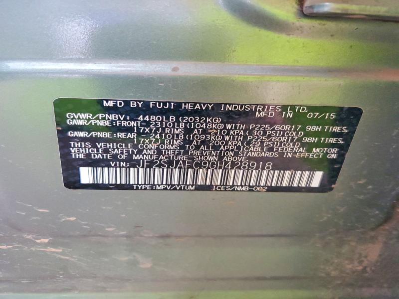 Aukcja sprzedaży 2016 Subaru Forester, vin: JF2SJAFC9GH428918, numer aukcji: 70138936