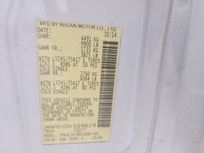 69980126 :رقم المزاد ، 1N6AF0LY5EN109629 vin ، 2014 Nissan Nv مزاد بيع