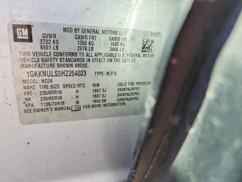 67515086 :رقم المزاد ، 1GKKNULS5HZ254023 vin ، 2017 Gmc Acadia مزاد بيع
