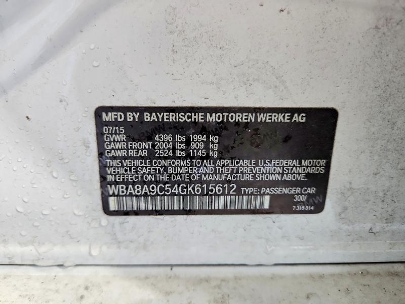 67356566 :رقم المزاد ، WBA8A9C54GK615612 vin ، 2016 Bmw 320 مزاد بيع