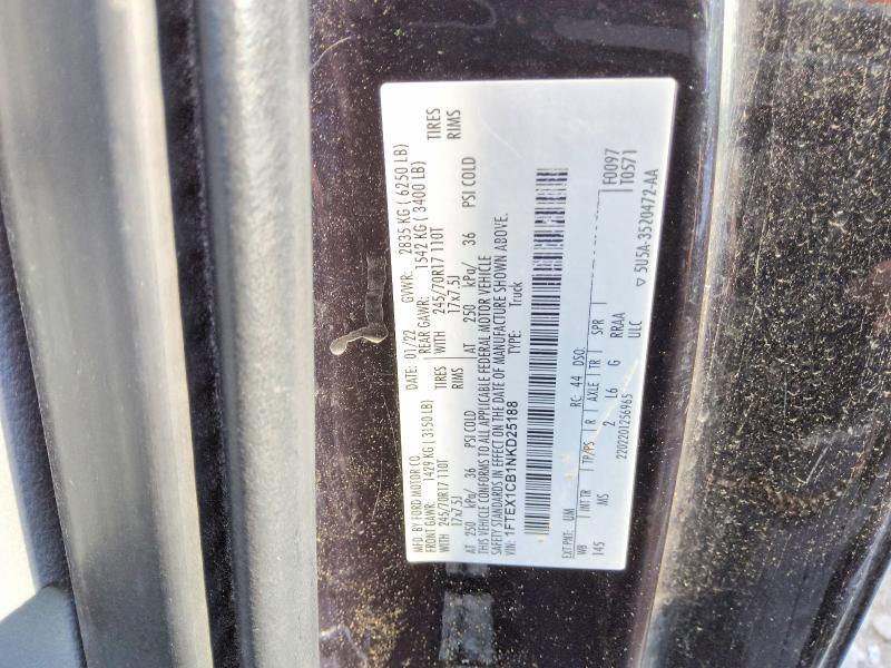 2022 Ford F150 მანქანა იყიდება აუქციონზე, vin: 1FTEX1CB1NKD25188, აუქციონის ნომერი: 65544106