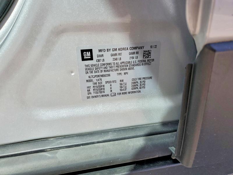 Продаж на аукціоні авто 2022 Chevrolet Trax, vin: KL7CJPSM2NB562266, номер лоту: 67848276