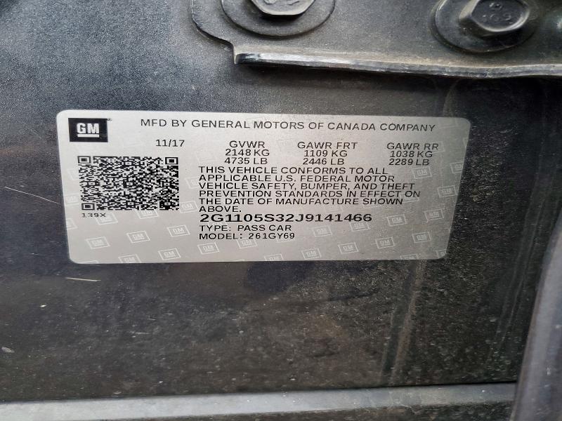 2018 Chevrolet Impala მანქანა იყიდება აუქციონზე, vin: 2G1105S32J9141466, აუქციონის ნომერი: 69327166