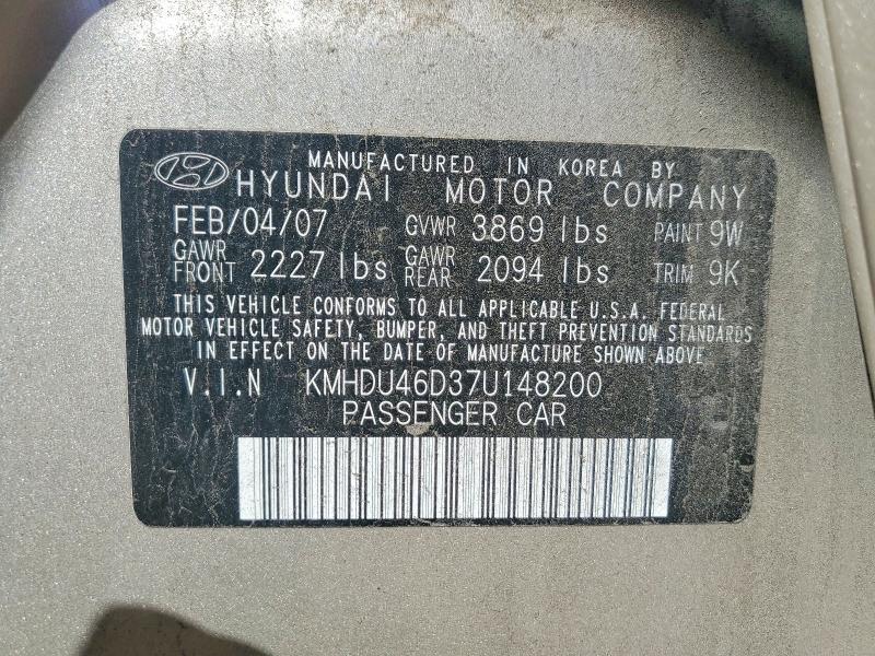 Продаж на аукціоні авто 2007 Hyundai Elantra, vin: KMHDU46D37U148200, номер лоту: 68041626