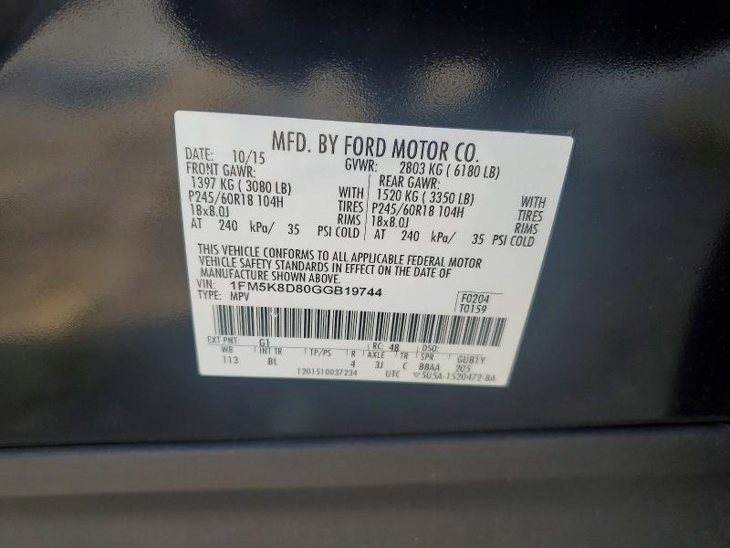 Aukcja sprzedaży 2016 Ford Explorer, vin: 1FM5K8D80GGB19744, numer aukcji: 67662266