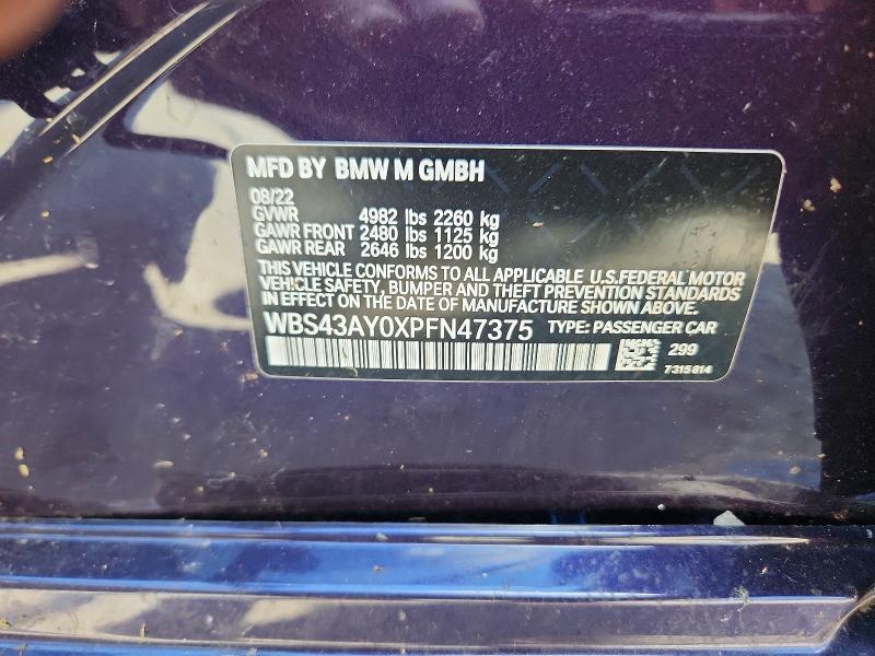 Продажа на аукционе авто 2023 Bmw M3, vin: WBS43AY0XPFN47375, номер лота: 67623776