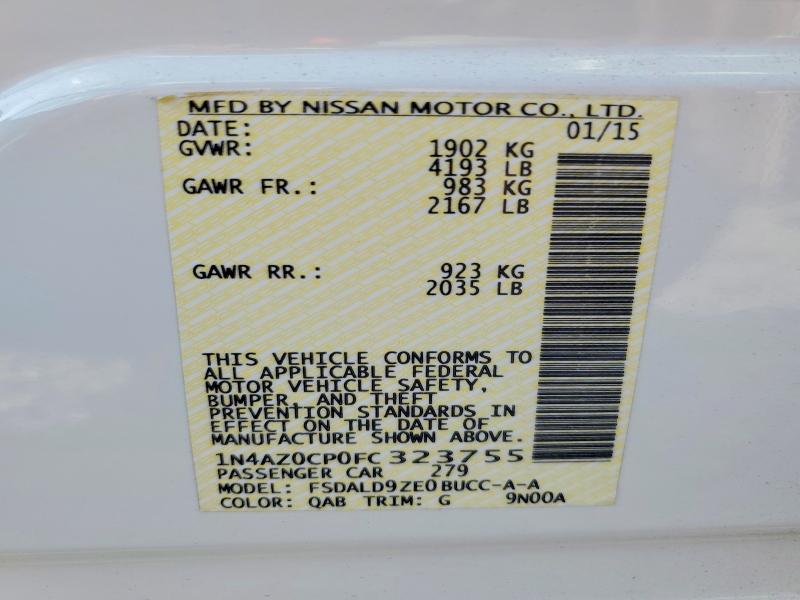 Продаж на аукціоні авто 2015 Nissan Leaf, vin: 1N4AZ0CP0FC323755, номер лоту: 67106906