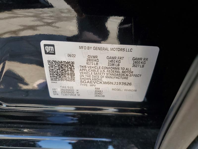 Продаж на аукціоні авто 2022 Buick Enclave, vin: 5GAEVCKW6NJ193526, номер лоту: 67654236