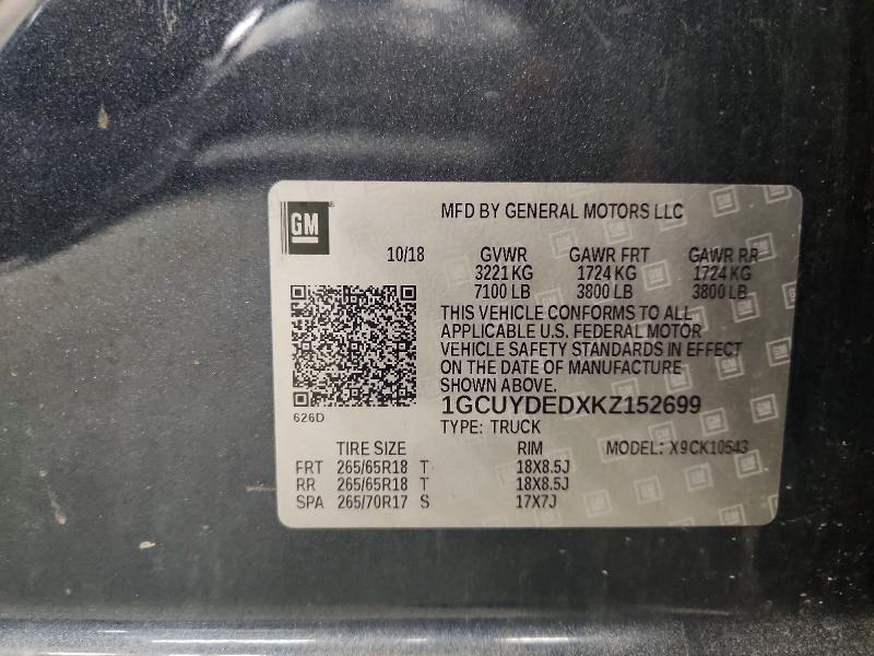 Aukcja sprzedaży 2019 Chevrolet Silverado, vin: 1GCUYDEDXKZ152699, numer aukcji: 70304766