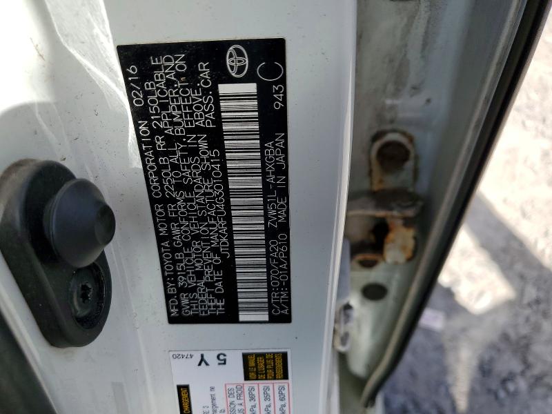 Auction sale of the 2016 Toyota Prius, vin: JTDKARFU4G3010415, lot number: 69419456