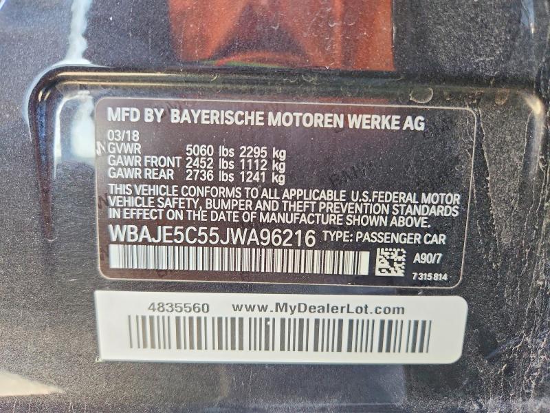 Aukcja sprzedaży 2018 Bmw 540, vin: WBAJE5C55JWA96216, numer aukcji: 68268066