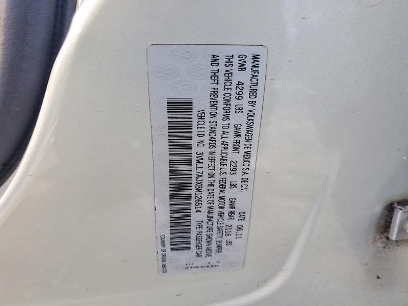 68943416 :رقم المزاد ، 3VWLL7AJXBM126514 vin ، 2011 Volkswagen Jetta مزاد بيع