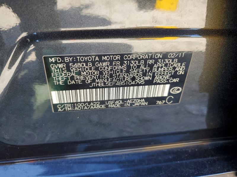 Продаж на аукціоні авто 2011 Lexus Ls, vin: JTHBL5EF4B5104795, номер лоту: 67890116