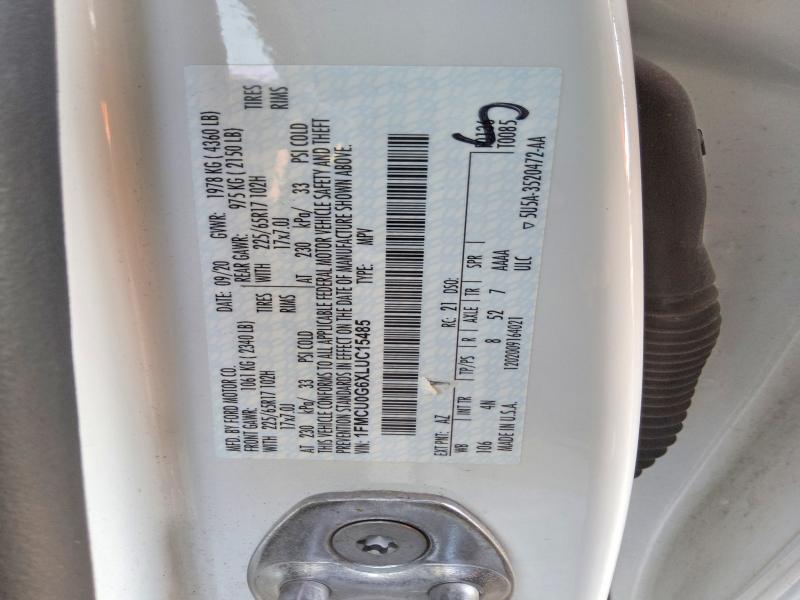 2020 Ford Escape მანქანა იყიდება აუქციონზე, vin: 1FMCU0G6XLUC15485, აუქციონის ნომერი: 68406766