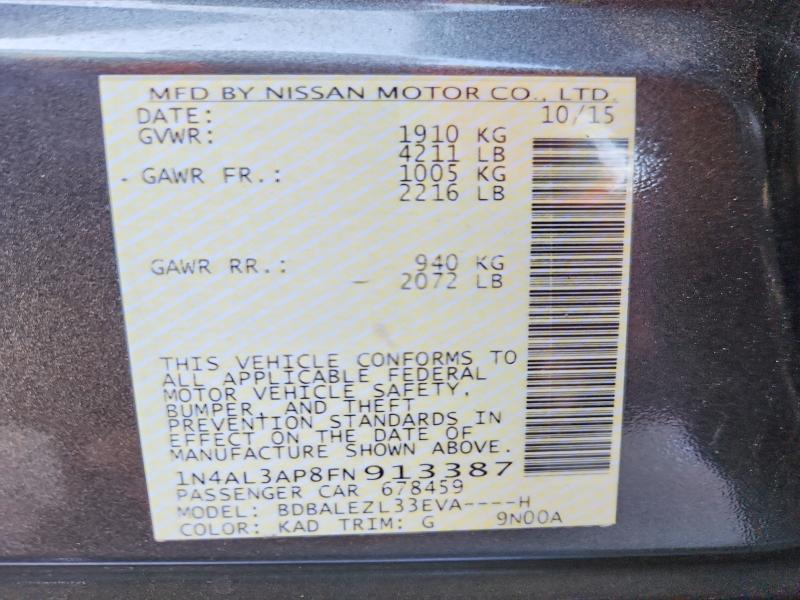 Aukcja sprzedaży 2015 Nissan Altima, vin: 1N4AL3AP8FN913387, numer aukcji: 68779386