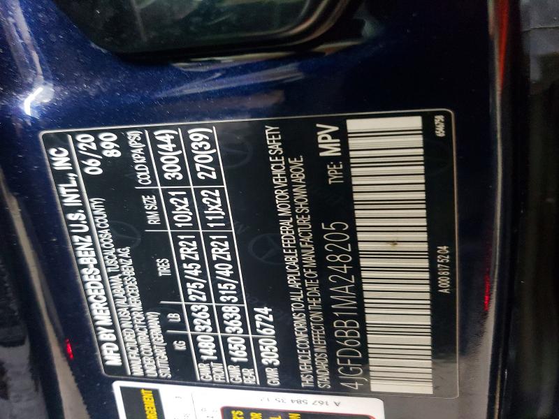 67298956 :رقم المزاد ، 4JGFD6BB1MA248205 vin ، 2021 Mercedes-benz Gle Coupe مزاد بيع
