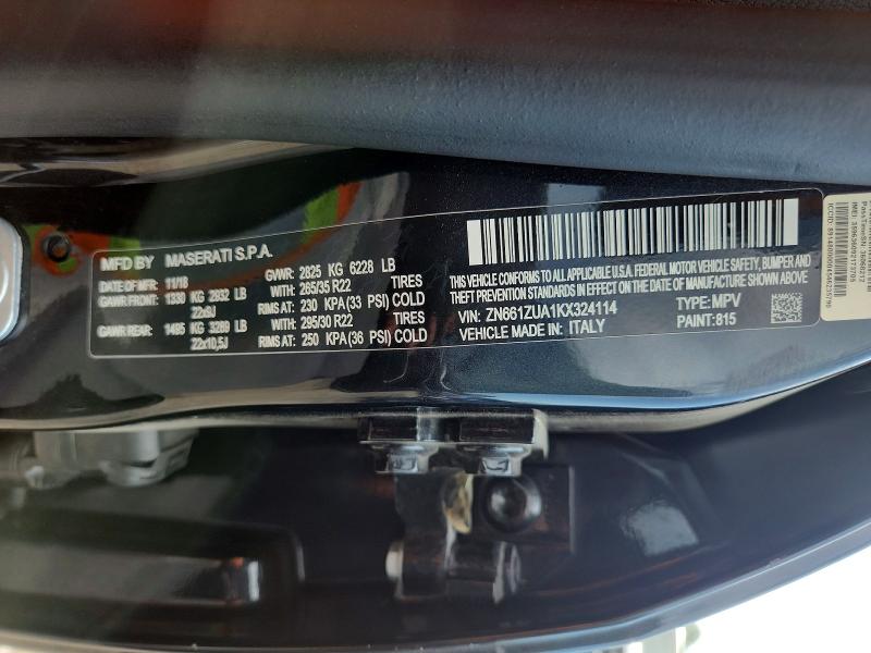Продажа на аукционе авто 2019 Maserati Levante, vin: ZN661ZUA1KX324114, номер лота: 67420096