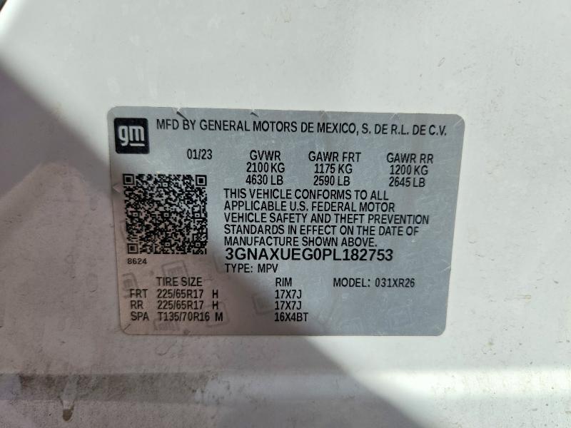 Aukcja sprzedaży 2023 Chevrolet Equinox, vin: 3GNAXUEG0PL182753, numer aukcji: 70363766
