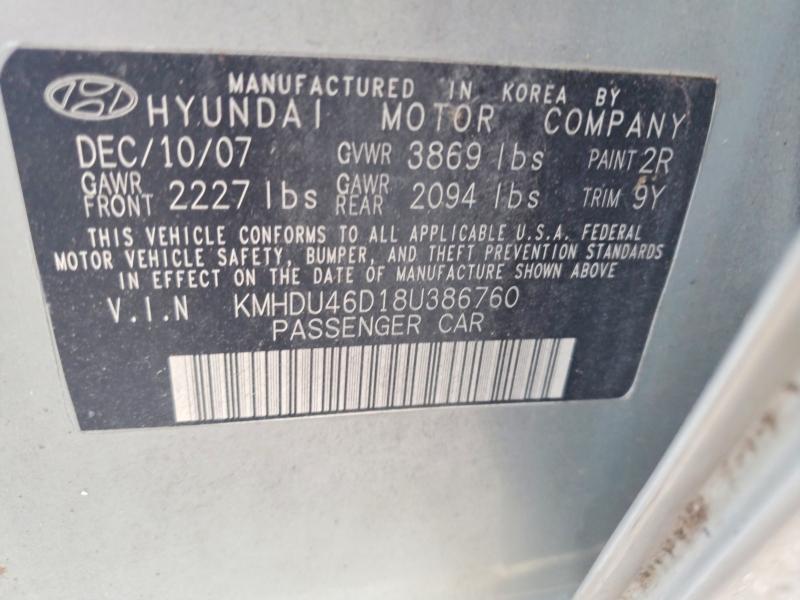 67394506 :رقم المزاد ، KMHDU46D18U386760 vin ، 2008 Hyundai Elantra مزاد بيع