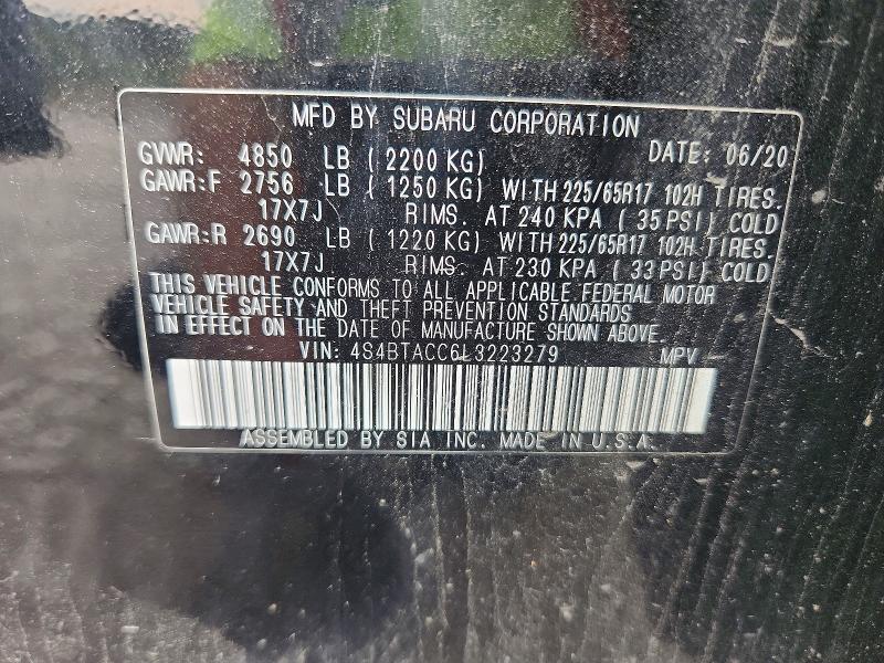 Aukcja sprzedaży 2020 Subaru Outback, vin: 4S4BTACC6L3223279, numer aukcji: 68156576