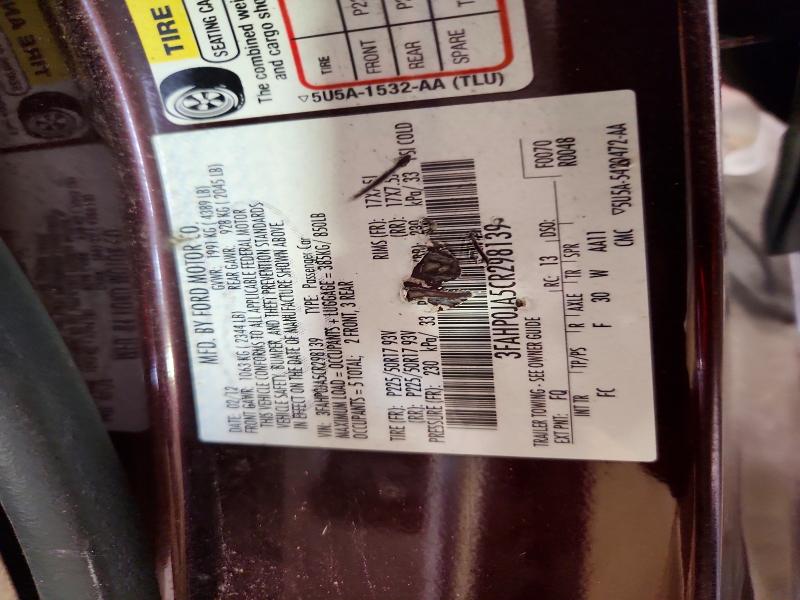 Aukcja sprzedaży 2012 Ford Fusion, vin: 3FAHP0JA5CR298139, numer aukcji: 69117396