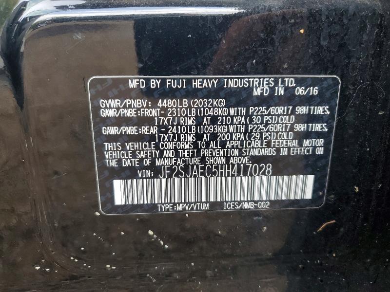 68529446 :رقم المزاد ، JF2SJAEC5HH417028 vin ، 2017 Subaru Forester مزاد بيع
