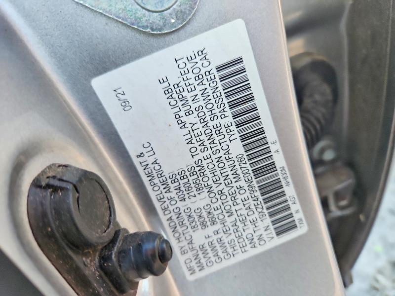 68582576 :رقم المزاد ، 19XZE4F99NE007260 vin ، 2022 Honda Insight مزاد بيع