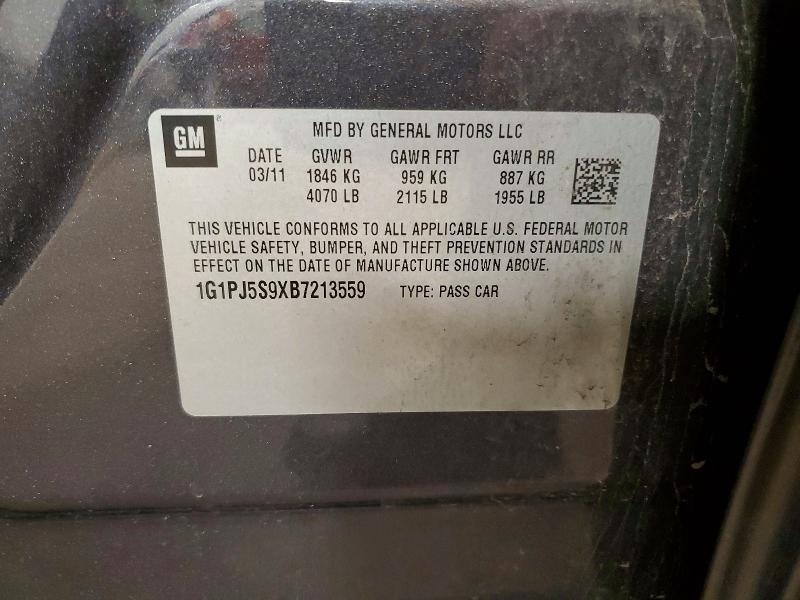 Продаж на аукціоні авто 2011 Chevrolet Cruze, vin: 1G1PJ5S9XB7213559, номер лоту: 69051556