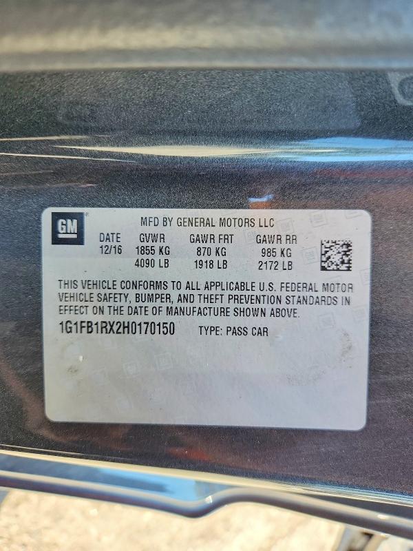Продаж на аукціоні авто 2017 Chevrolet Camaro, vin: 1G1FB1RX2H0170150, номер лоту: 70113466