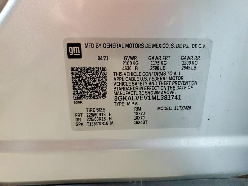 Aukcja sprzedaży 2021 Gmc Terrain, vin: 3GKALVEV1ML381741, numer aukcji: 70324916