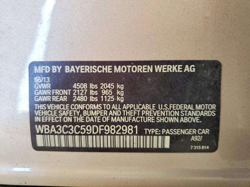 Aukcja sprzedaży 2013 Bmw 320, vin: WBA3C3C59DF982981, numer aukcji: 68135316