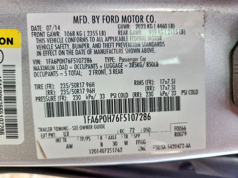 Продаж на аукціоні авто 2015 Ford Fusion, vin: 1FA6P0H76F5107286, номер лоту: 66554096