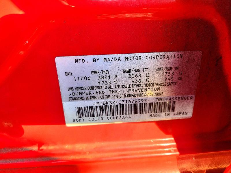 Aukcja sprzedaży 2007 Mazda 3, vin: JM1BK32F371679997, numer aukcji: 71260726
