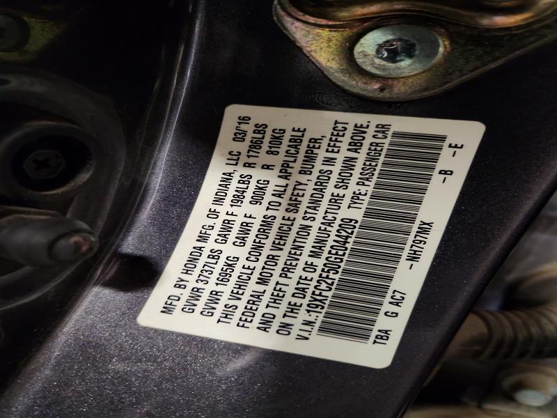 Aukcja sprzedaży 2016 Honda Civic, vin: 19XFC2F50GE044209, numer aukcji: 67820116