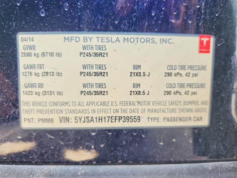 Продаж на аукціоні авто 2014 Tesla Model S, vin: 5YJSA1H17EFP39559, номер лоту: 68232286
