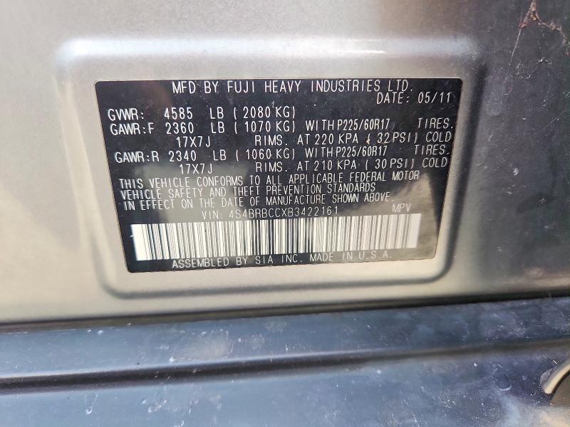 Продажа на аукционе авто 2011 Subaru Outback, vin: 4S4BRBCCXB3422161, номер лота: 69385506